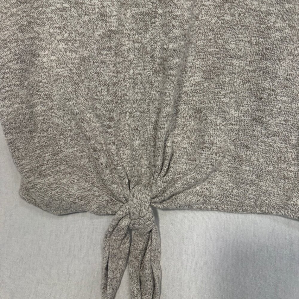 Madewell Tie-Front Short Sleeve Sweater Tee 100% Cotton Marled Beige Medium M - Picture 3 of 8